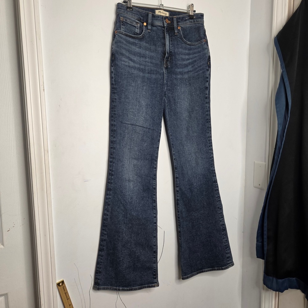 Madewell Skinny Flare High Rise Jeans Dark Wash Blue Denim Size 27